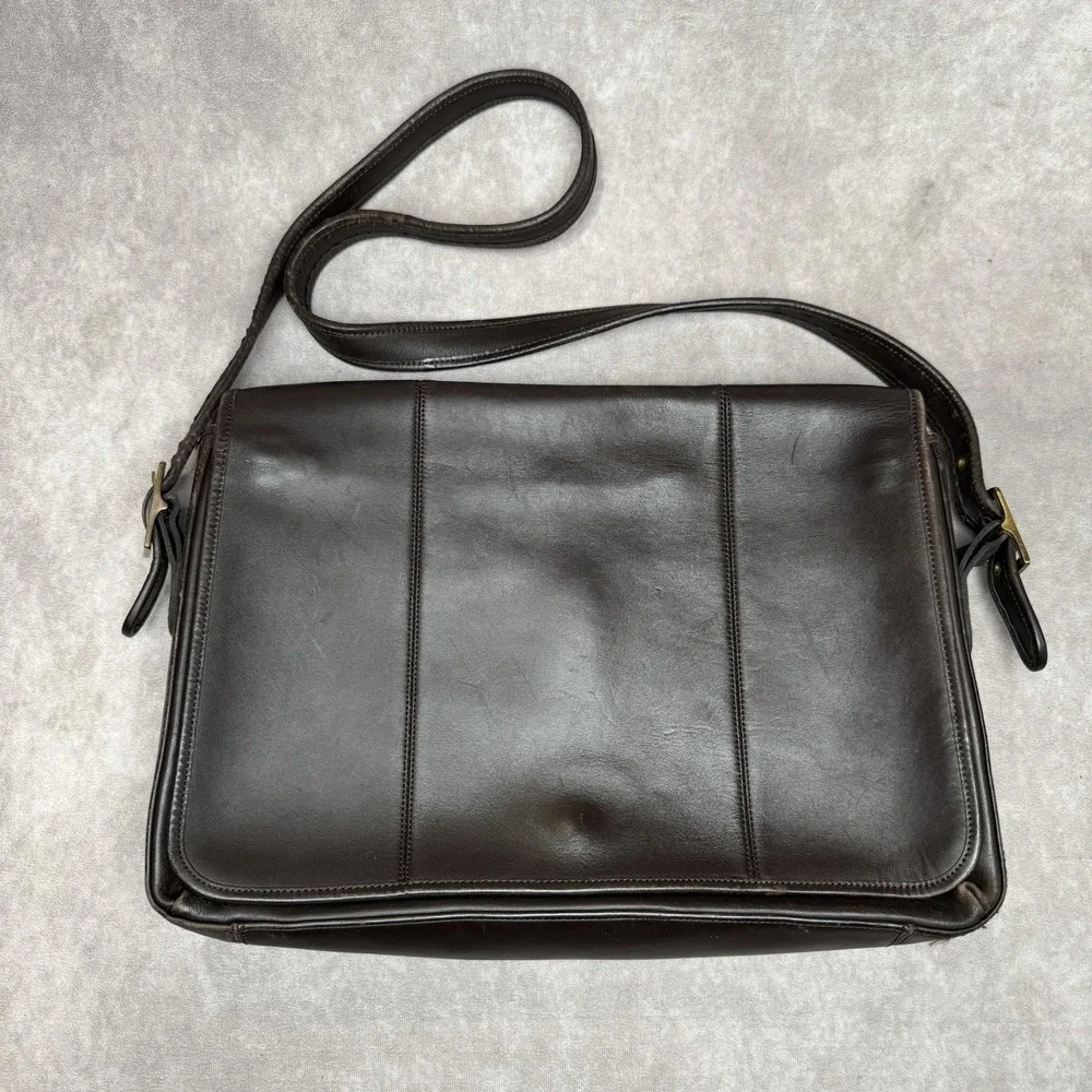 COACH 30310 Brown Leather Men's Briefcase Messenger Bag Shoulder Strap